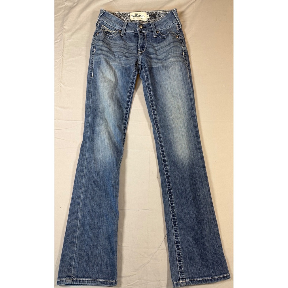 Ariat REAL Denim Womens 25R Medium Wash Bootcut Embroidered Jeans